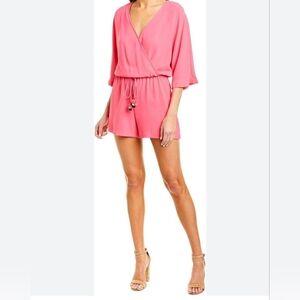 TRINA TURK WOMEN’S DRAWSTRING WAIST ROMPER Watermelon Beach Small